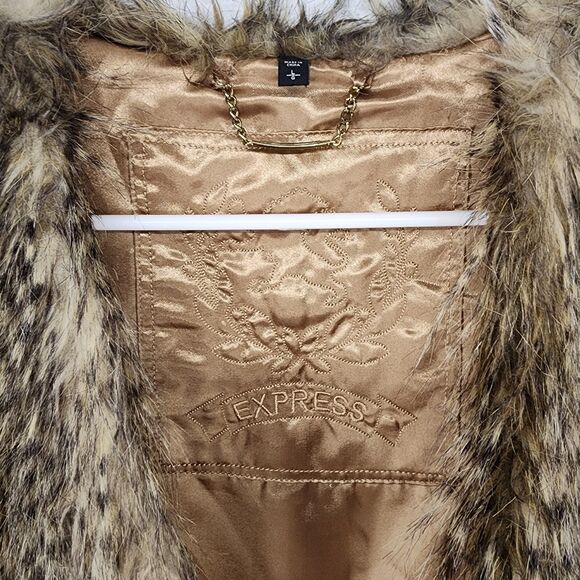 Express Faux Fur Vest in Brown and Tan - Picture 3 of 7